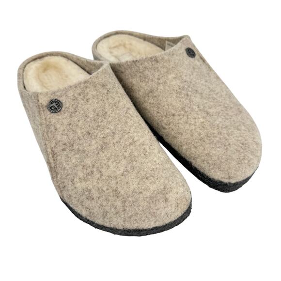 Birkenstock Zermatt Shearling Wool Felt Slip on Mule Eggnog Color Women's 40 - Picture 2 of 10